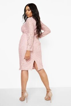 Vestito Midi Plus Size In Pizzo Con Maniche Lunghe 5 Vestito Midi Plus Size In Pizzo Con Maniche Lunghe -Negozio al dettaglio Vestiti pzz08446 dusky20pink xl 1
