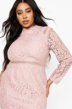 Vestito Midi Plus Size In Pizzo Con Maniche Lunghe 7 Vestito Midi Plus Size In Pizzo Con Maniche Lunghe -Negozio al dettaglio Vestiti pzz08446 dusky20pink xl 3
