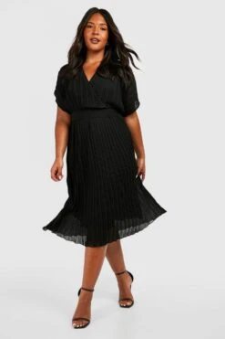 Vestito Midi Plus Size Da Cerimonia Con Pieghe