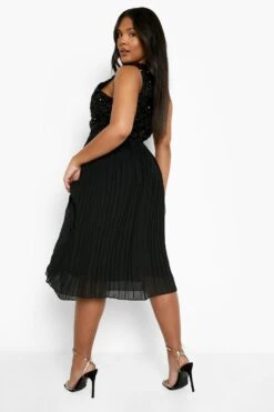 Vestito Midi Plus Size Da Cerimonia Con Paillettes A Contrasto -Negozio al dettaglio Vestiti pzz08491 black xl 1