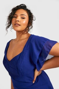 Vestito Midi Plus Size Da Cerimonia In Chiffon Con Maniche Ad Angelo -Negozio al dettaglio Vestiti pzz08501 navy xl 3