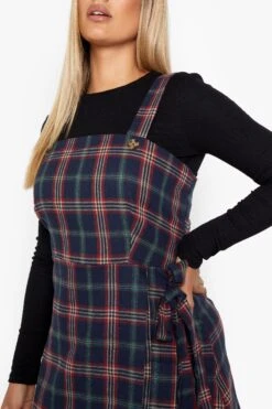 Vestito Scamiciato Plus Size A Incrocio A Quadri -Negozio al dettaglio Vestiti pzz08609 navy xl 3