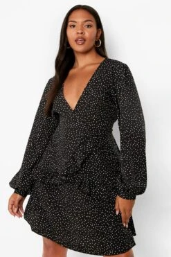 Vestito Skater Plus Size A Incrocio Con Arricciature