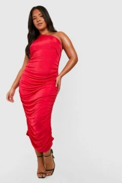 Vestito Midi Plus Size Seducente Monospalla -Negozio al dettaglio Vestiti pzz08797 red xl 2
