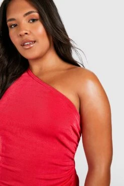 Vestito Midi Plus Size Seducente Monospalla -Negozio al dettaglio Vestiti pzz08797 red xl 3