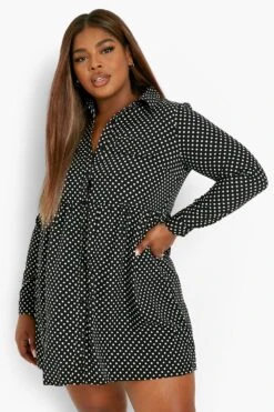 Vestito Camicia Plus Size A Pois