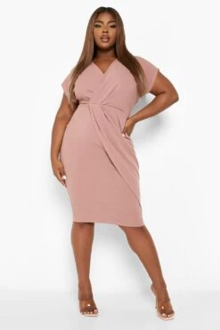 Vestito Midi Plus Size A Incrocio 6 Vestito Midi Plus Size A Incrocio -Negozio al dettaglio Vestiti pzz09366 rose xl 2