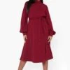 Vestito Midi Plus Size A Collo Alto Con Maniche A Campana
