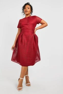 Vestito Midi Plus Size Boutique Da Ballo Scolastico Con Gonna Ampia -Negozio al dettaglio Vestiti pzz09611 berry xl 2