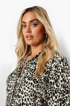 Vestito Camicia Plus Size Oversize Leopardato 7 Vestito Camicia Plus Size Oversize Leopardato -Negozio al dettaglio Vestiti pzz09767 leopard xl 3