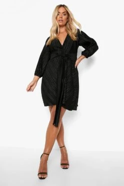 Vestito Skater Plus Size Plissettato Con Cintura 6 Vestito Skater Plus Size Plissettato Con Cintura -Negozio al dettaglio Vestiti pzz09967 black xl 2