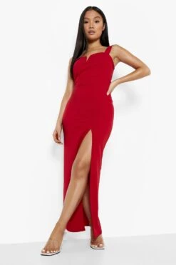 Vestito Maxi Petite Con Scollo Quadrato A V E Spacco Ampio