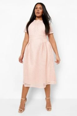 Vestito Midi Plus Size Boutique Con Gonna A Ruota -Negozio al dettaglio Vestiti pzz10289 blush xl 2