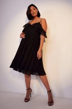 Vestito Plus Size Da Cerimonia Con Spalle Scoperte -Negozio al dettaglio Vestiti pzz10326 black xl 2