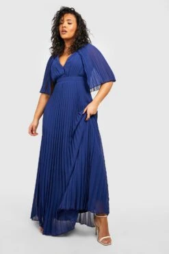 Vestito Maxi Plus Size Da Cerimonia Con Pieghe E Mantella -Negozio al dettaglio Vestiti pzz10327 navy xl 2