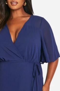 Vestito Da Cerimonia Plus Size A Incrocio Con Maniche A Campana -Negozio al dettaglio Vestiti pzz10329 navy xl 3