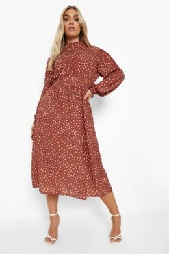Vestito Midi Plus Size A Pois Con Spacco