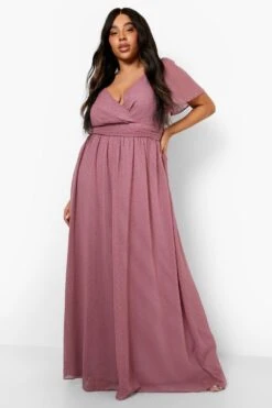 Vestito Maxi Plus Size In Rete Plumetis Con Maniche A Campana