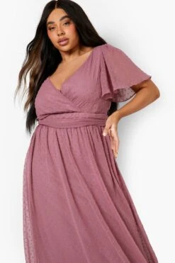 Vestito Maxi Plus Size In Rete Plumetis Con Maniche A Campana -Negozio al dettaglio Vestiti pzz10835 dusky20pink xl 3