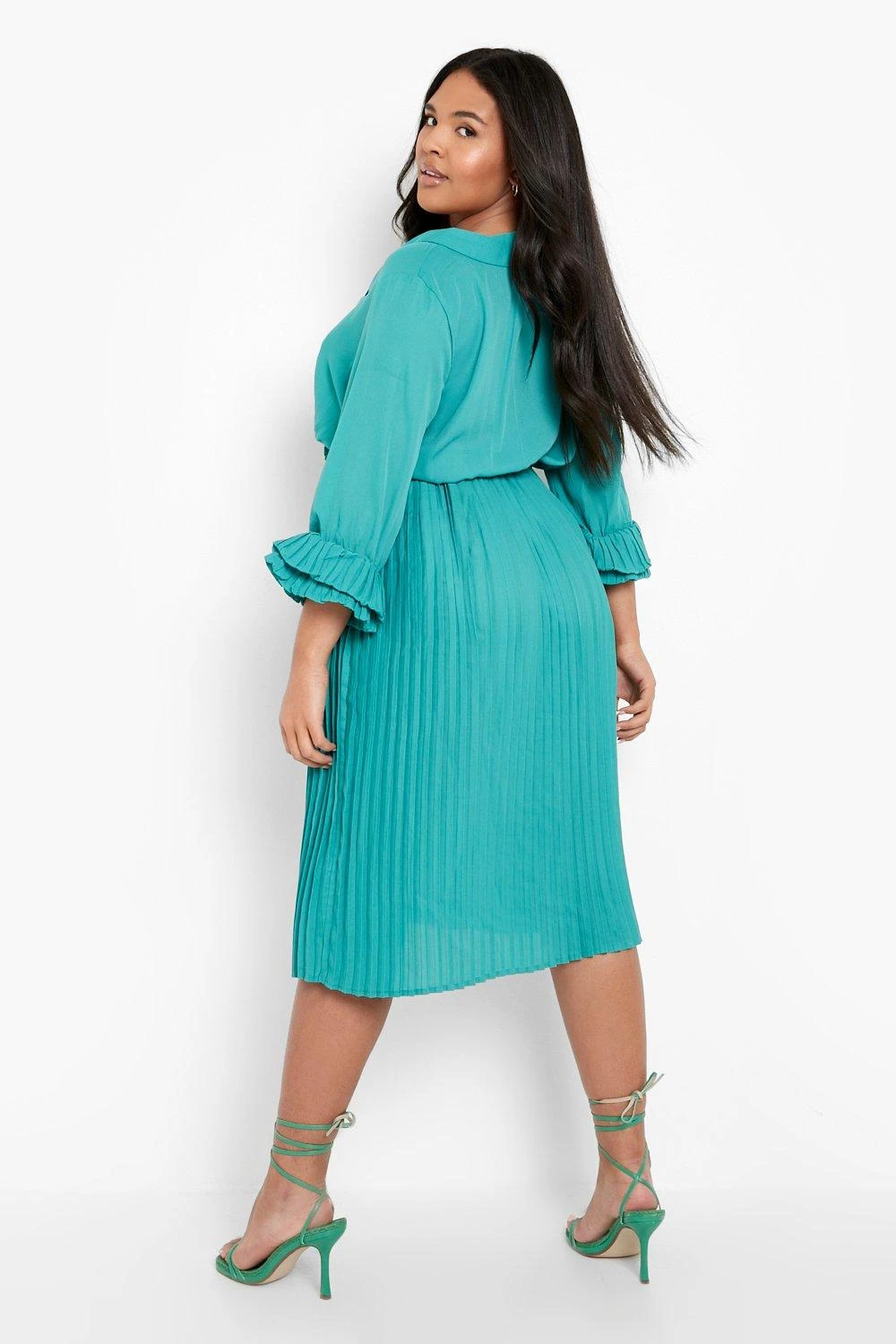 Vestito Skater Midi Plus Size Con Pieghe E Arricciature 2 Vestito Skater Midi Plus Size Con Pieghe E Arricciature - immagine 2