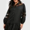 Vestito Camicia Plus Size In Organza A Contrasto