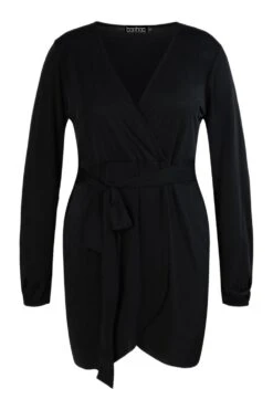 Vestito Plus Size A Incrocio Seducente Stile Disco Con Cintura 6 Vestito Plus Size A Incrocio Seducente Stile Disco Con Cintura -Negozio al dettaglio Vestiti pzz61103 black xl 2