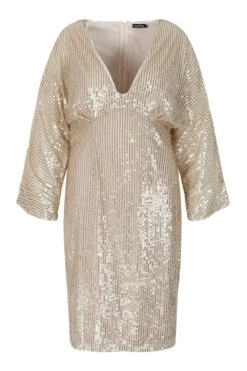 Vestito Midi Plus Size Con Paillettes Sul Busto E Nappe 6 Vestito Midi Plus Size Con Paillettes Sul Busto E Nappe -Negozio al dettaglio Vestiti pzz61631 gold xl 2