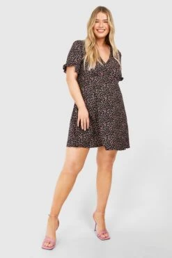 Vestito Smock Plus Size A Fiori Con Arricciature