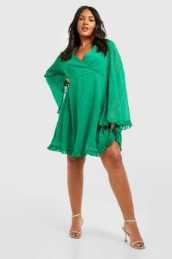 Vestito Skater Plus Size In Rete Plumetis Di Chiffon Con Maniche Ampie 6 Vestito Skater Plus Size In Rete Plumetis Di Chiffon Con Maniche Ampie -Negozio al dettaglio Vestiti pzz65212 emerald xl 2