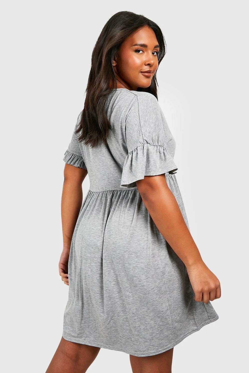 Vestito Smock Plus Size Arricciato Con Scollo A V 2 Vestito Smock Plus Size Arricciato Con Scollo A V - immagine 2