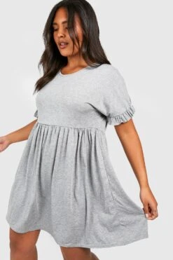 Vestito Smock Plus Size Arricciato Con Scollo A V 6 Vestito Smock Plus Size Arricciato Con Scollo A V -Negozio al dettaglio Vestiti pzz65612 grey20marl xl 2