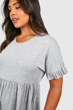 Vestito Smock Plus Size Arricciato Con Scollo A V 7 Vestito Smock Plus Size Arricciato Con Scollo A V -Negozio al dettaglio Vestiti pzz65612 grey20marl xl 3