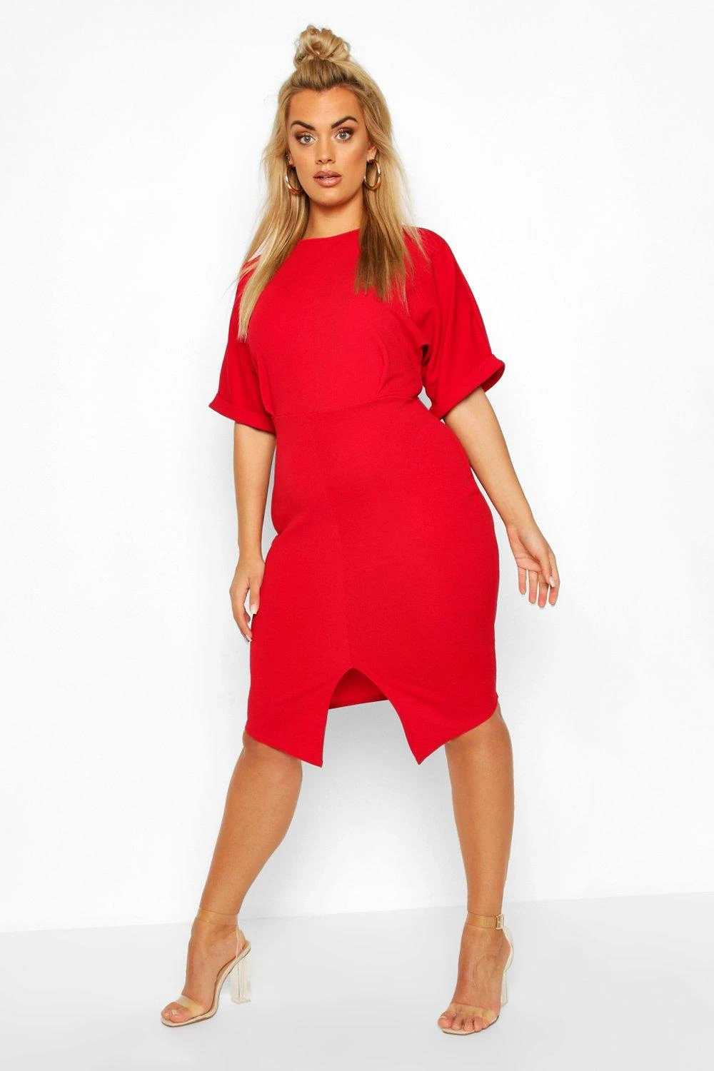 Vestito Midi Plus Size Comodo Con Piccolo Spacco Frontale 4 Vestito Midi Plus Size Comodo Con Piccolo Spacco Frontale - immagine 4