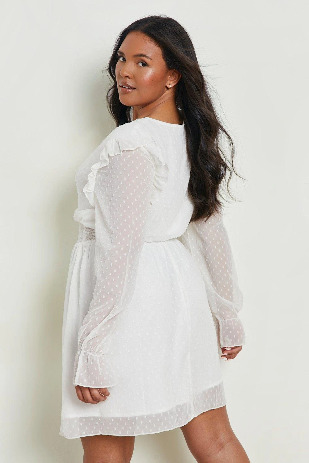 Vestito Skater Plus Size In Rete Increspato In Vita 2 Vestito Skater Plus Size In Rete Increspato In Vita - immagine 2