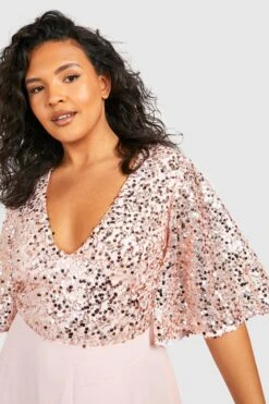 Vestito Midi Plus Size Da Cerimonia Con Paillettes E Maniche Ad Angelo -Negozio al dettaglio Vestiti pzz66822 blush xl 3