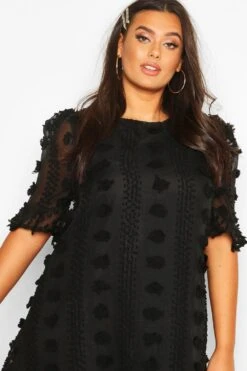 Vestito Smock Plus Size In Rete Plumetis Con Arricciature -Negozio al dettaglio Vestiti pzz67660 blush xl 3