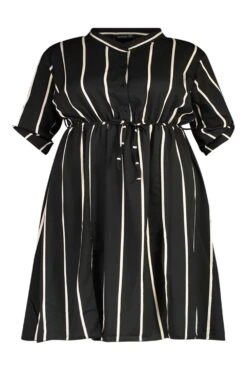 Vestito Camicia Midi Plus Size A Righe -Negozio al dettaglio Vestiti pzz69130 black xl 2