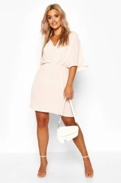 Vestito Smock Plus Size Con Maniche A Campana -Negozio al dettaglio Vestiti pzz70218 blush xl 3