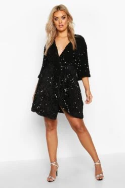 Vestito Plus Size Con Paillettes E Dettagli Attorcigliati -Negozio al dettaglio Vestiti pzz70367 silver xl 3