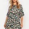 Vestito Grembiule Plus Size Con Stampa Leopardata