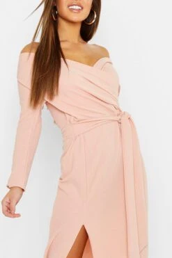 Vestito Maxi Petite Con Spalle Scoperte E Spacco -Negozio al dettaglio Vestiti pzz75352 blush xl 3