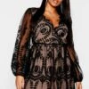 Vestito Skater Plus Size In Pizzo Con Scollo Profondo