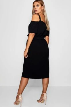 Vestito Midi Plus Size Con Scollo Profondo, Arricciature E Cintura -Negozio al dettaglio Vestiti pzz79082 mustard xl 1