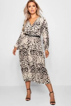 Vestito Midi Plus Size Leopardato