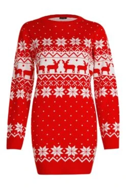 Vestito In Maglia Natalizio Petite Con Motivi Fairisle -Negozio al dettaglio Vestiti pzz80110 red xl 2