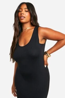 Vestito Maxi Plus Size Con Scollo Rotondo -Negozio al dettaglio Vestiti pzz80543 black xl 3