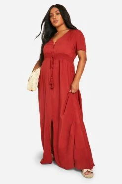 Vestito Maxi Plus Size Con Ruches Sul Busto