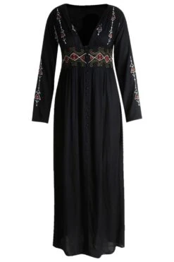 Vestito Maxi Plus Size Con Ricami E Scollo Profondo -Negozio al dettaglio Vestiti pzz83745 black xl 2