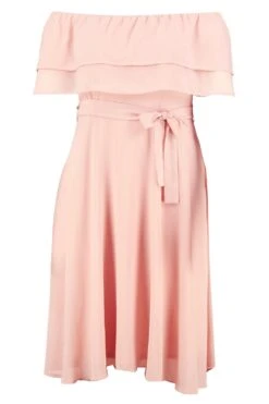 Vestito Skater Plus Size Arricciato Con Laccetti In Vita -Negozio al dettaglio Vestiti pzz91969 nude xl 2