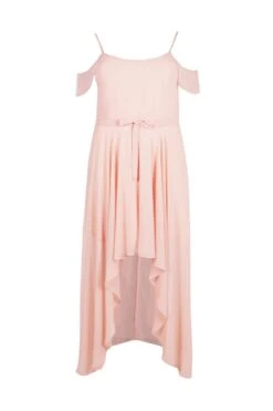 Vestito Plus Size In Chiffon Con Volant E Spalle Scoperte -Negozio al dettaglio Vestiti pzz95255 blush xl 2